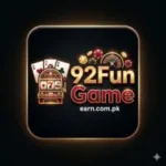 92Fun Game logo with a dark background featuring a slot machine, cards, and gold coins.